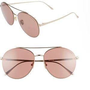 TOM FORD cleo 59mm round aviator sunglasses